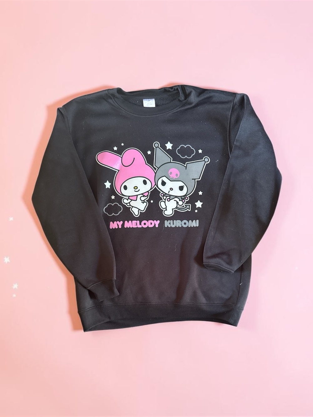 My Melody Kuromi Black Graphic Crewneck Sweater